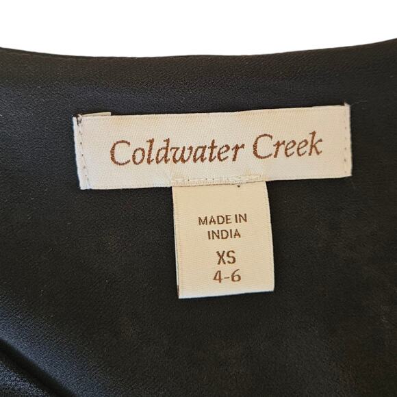 Coldwater Creek Blouse Embellished VNeck Longer Black Women's XSmall (4-6) - Picture 4 of 8